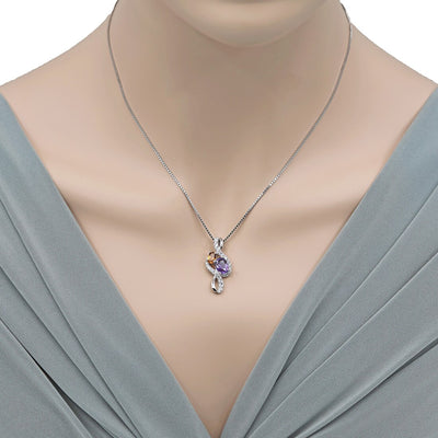 Amethyst and Citrine Sterling Silver Chorus Pendant Necklace