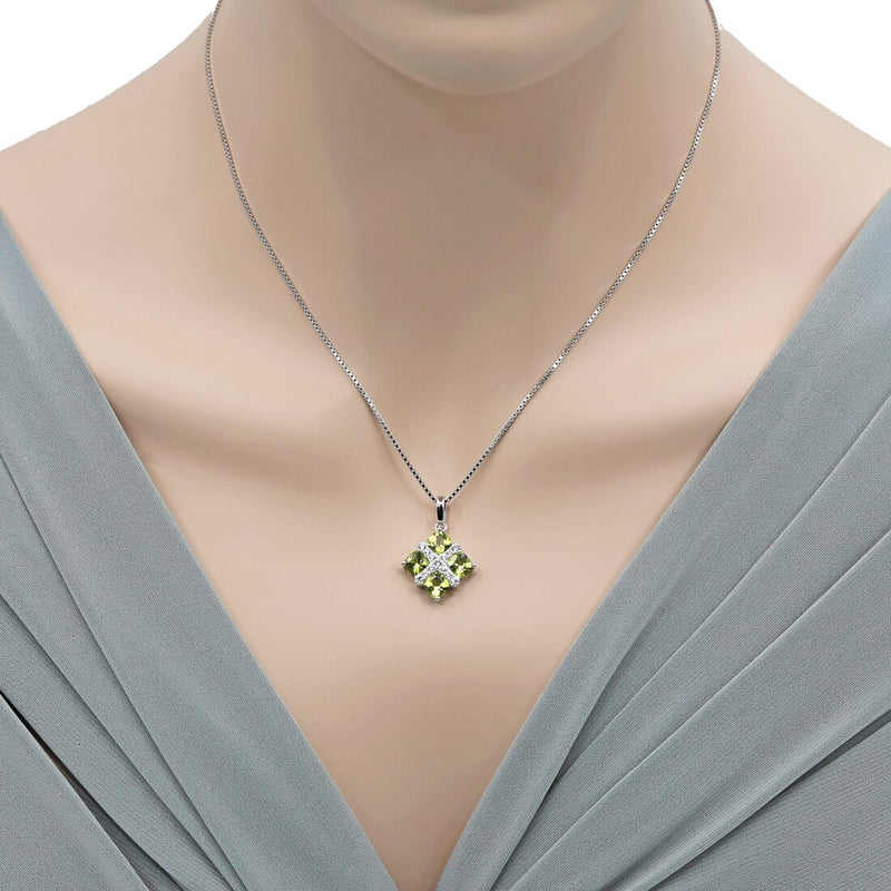 Peridot Quad Pendant Necklace in Sterling Silver 2.50 Carats