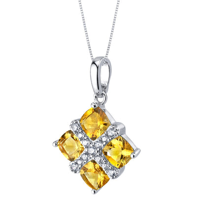 Citrine Quad Pendant Necklace in Sterling Silver 2 Carats