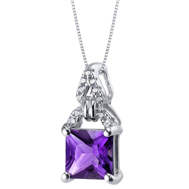 Amethyst Sterling Silver Portico Pendant Necklace 1.50 Carats