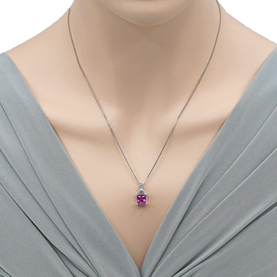 2.25 Carat Created Purple Sapphire Sterling Silver Portico Pendant Necklace