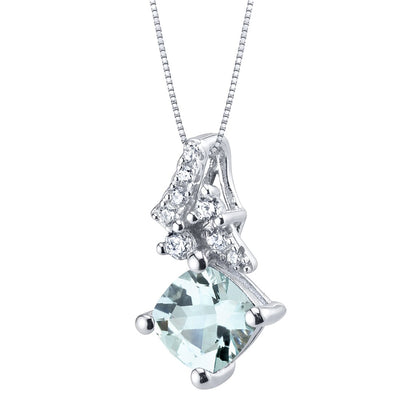 Aquamarine Sterling Silver Flair Pendant Necklace