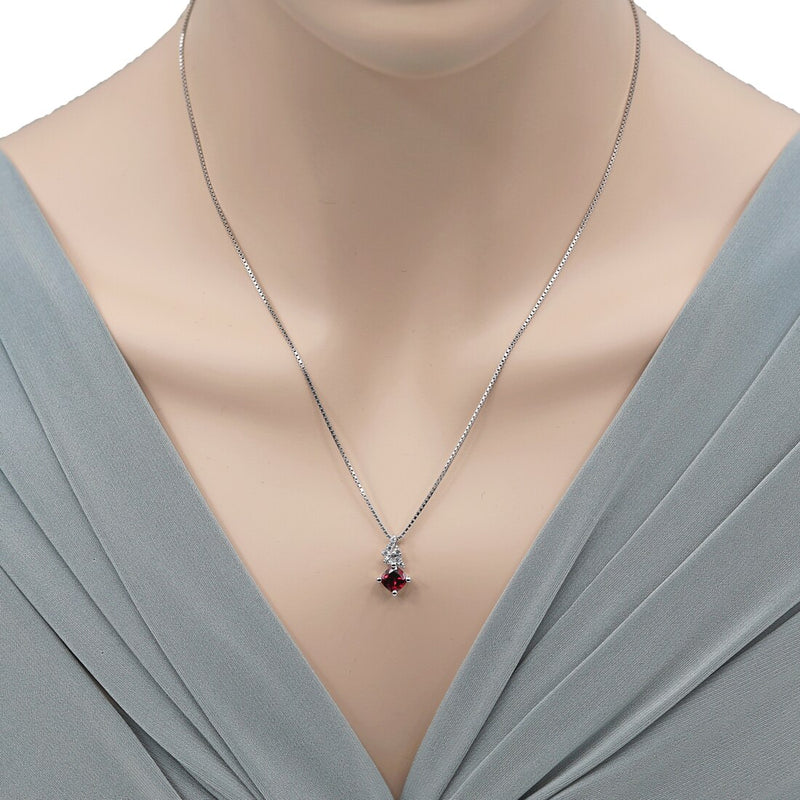 Garnet Sterling Silver Flair Pendant Necklace 1.25 Carats