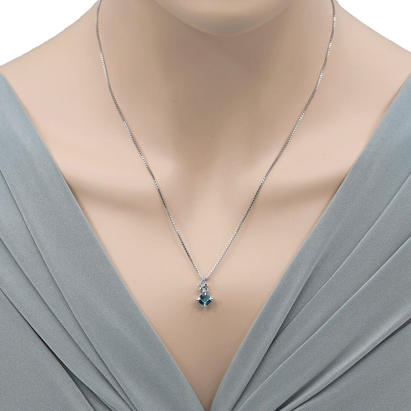 Swiss Blue Topaz Sterling Silver Flair Pendant Necklace