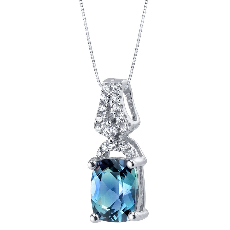 Simulated Alexandrite Sterling Silver Ritzy Pendant Necklace 2.75 Carats