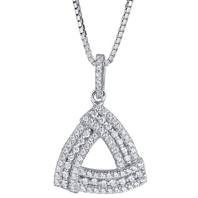 Sterling Silver Simulated Diamonds Triangle Knot Pendant SP11946