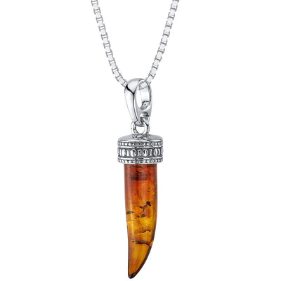 Baltic Amber Tribal Amulet Pendant Necklace Sterling Silver