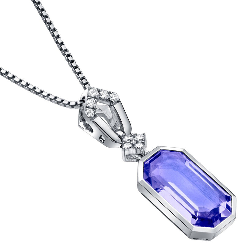 Peora Simulated Tanzanite Pendant Necklace In Sterling Silver Art Deco Dangling Solitaire 5 50 Carats Total Sp12034 alternate view and angle