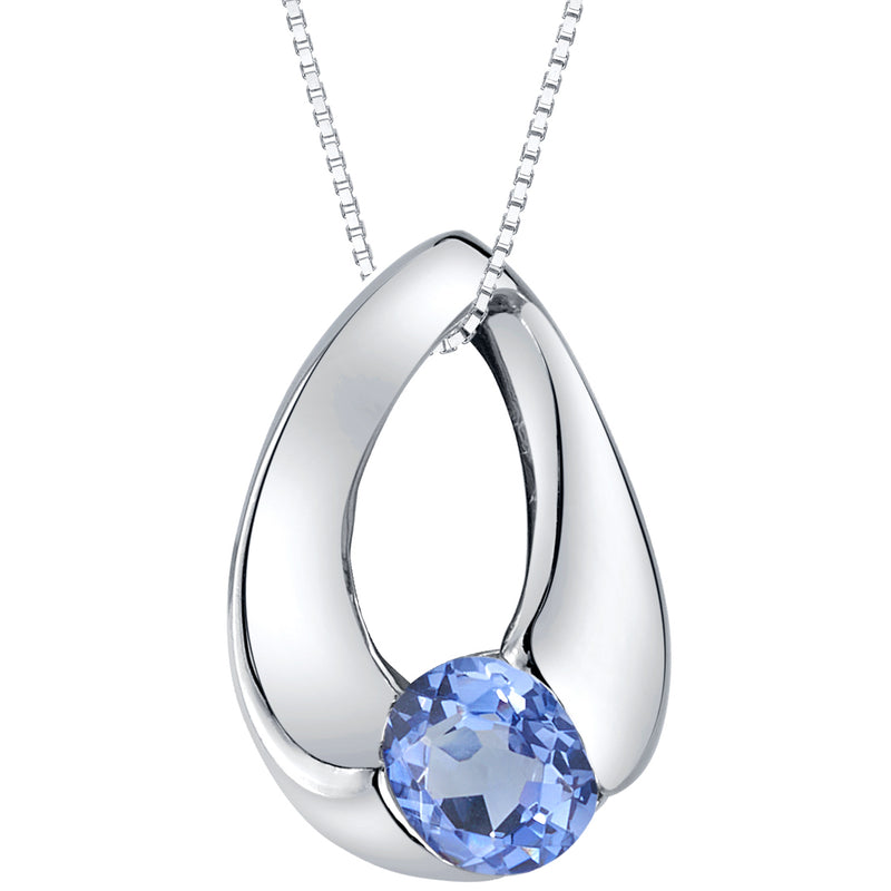 Tanzanite Sterling Silver Necklace, Slider Solitaire SP12088