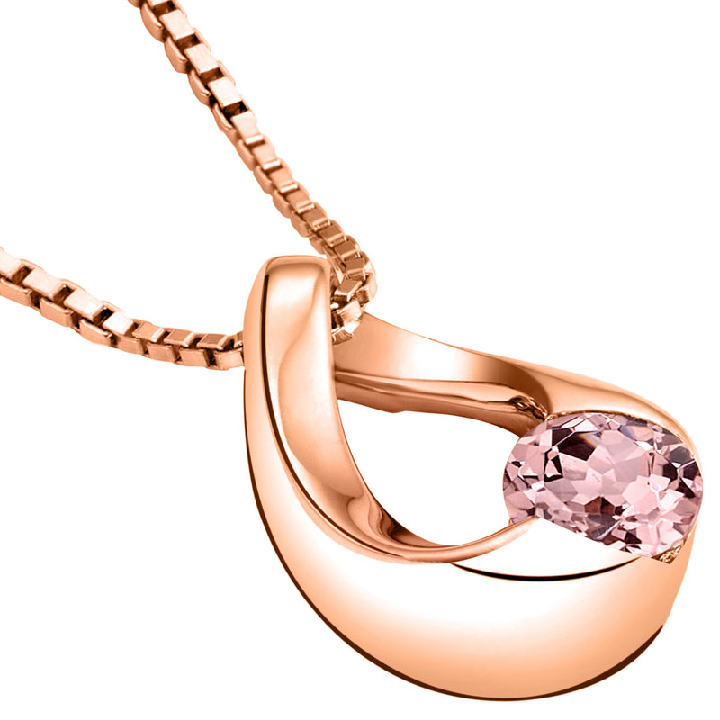 Simulated Morganite Pendant Necklace in Rose-Tone Sterling Silver, Slider Solitaire SP12090