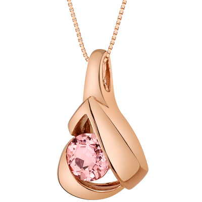 Simulated Morganite Pendant Necklace in Rose-Tone Sterling Silver, Chiseled Solitaire SP12098
