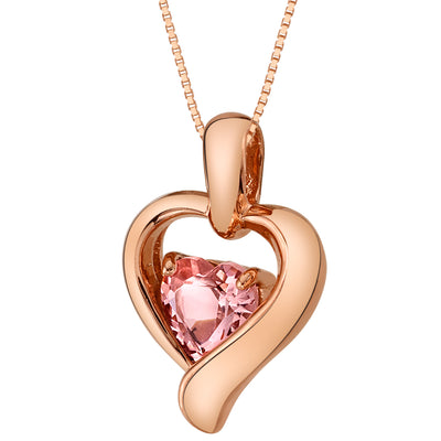 Simulated Morganite Pendant Necklace in Rose-Tone Sterling Silver, Heart in Heart Shape SP12106