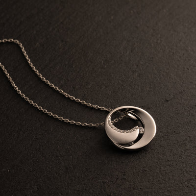 Sterling Silver Inner Circle Pendant, Adjustable Chain alternate view
