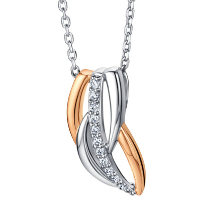 Two-Tone Sterling Silver Linked Leaves Pendant with 17" Chain + 3" extender