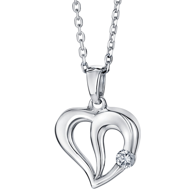 Sterling Silver Sweetheart Pendant, Adjustable Chain