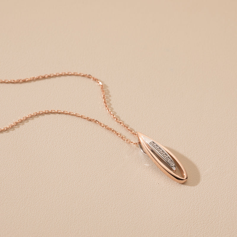 Rose-Tone Sterling Silver Floating Teardrop Pendant with 17" Chain + 3" extender alternate view, side view