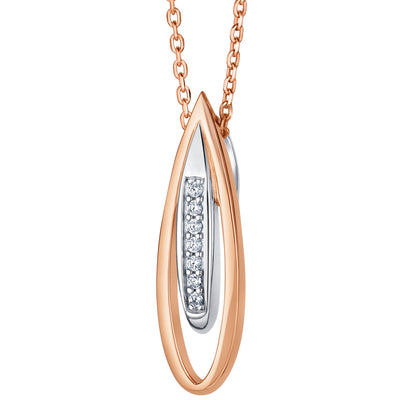 Rose-Tone Sterling Silver Floating Teardrop Pendant with 17" Chain + 3" extender