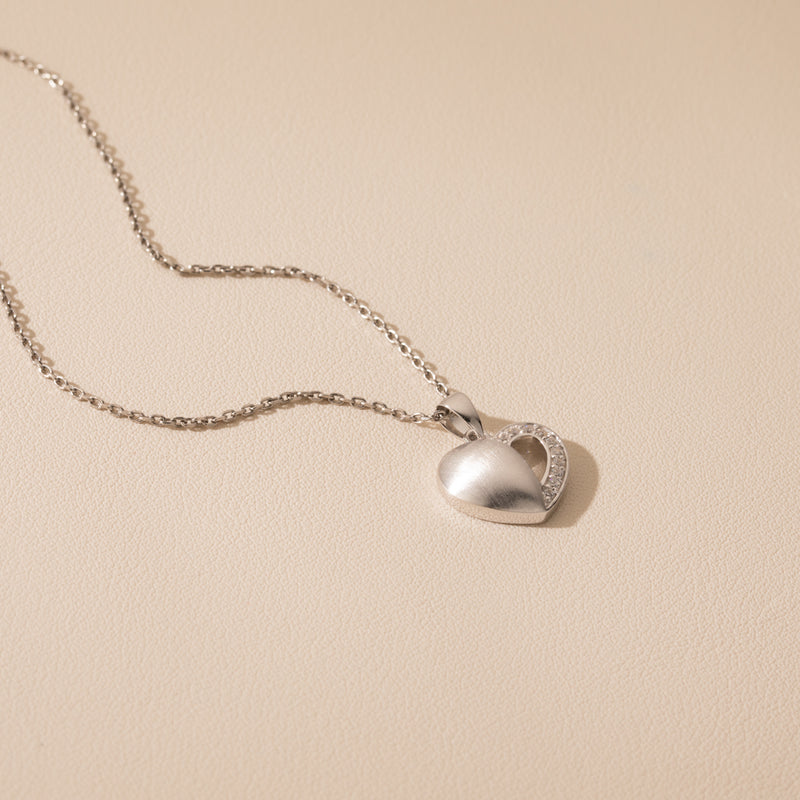 Sterling Silver Dainty Heart Pendant, Adjustable Chain alternate view