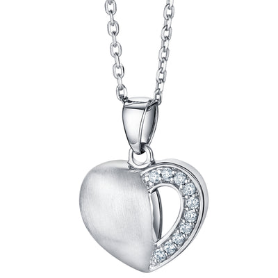 Sterling Silver Dainty Heart Pendant, Adjustable Chain