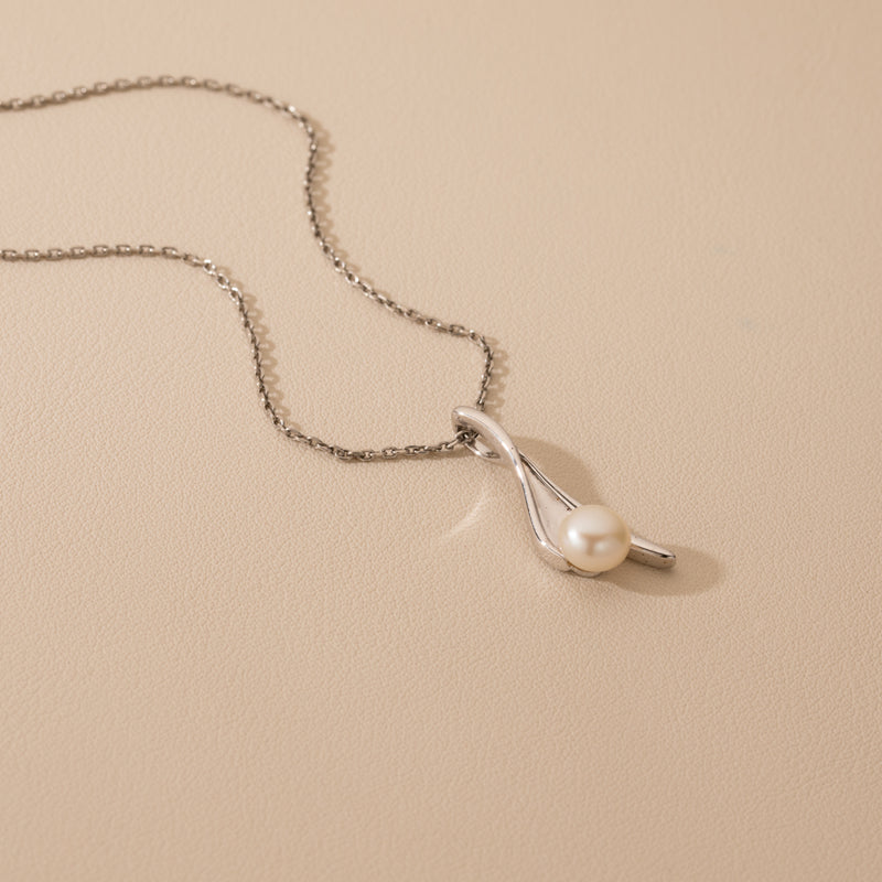 Freshwater Cultured Pearl Infinity Pendant in Sterling Silver, Adjustable Chain alternate view