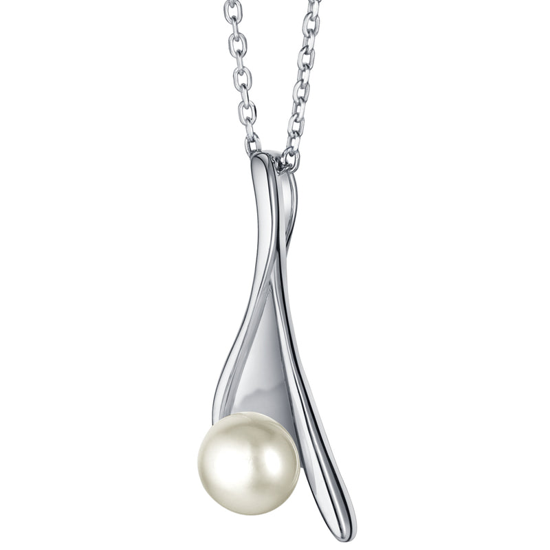 Freshwater Cultured Pearl Infinity Pendant in Sterling Silver, Adjustable Chain
