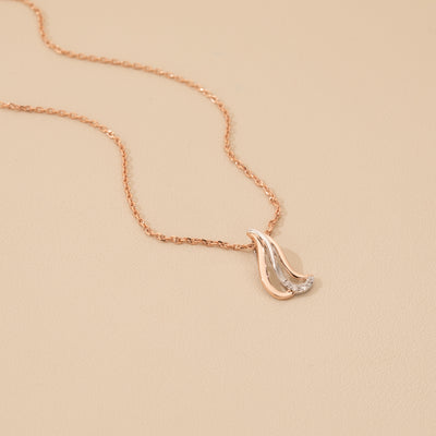 Rose-Tone Sterling Silver Double Flip Charm Pendant with 17" Chain + 3" extender alternate view, side view