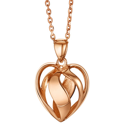 Rose-Tone Sterling Silver Swirled Heart Pendant with 17" Chain + 3" extender
