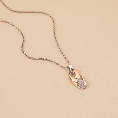 Rose-Tone Sterling Silver Ellipse Pendant with 17" Chain + 3" extender alternate view, side view