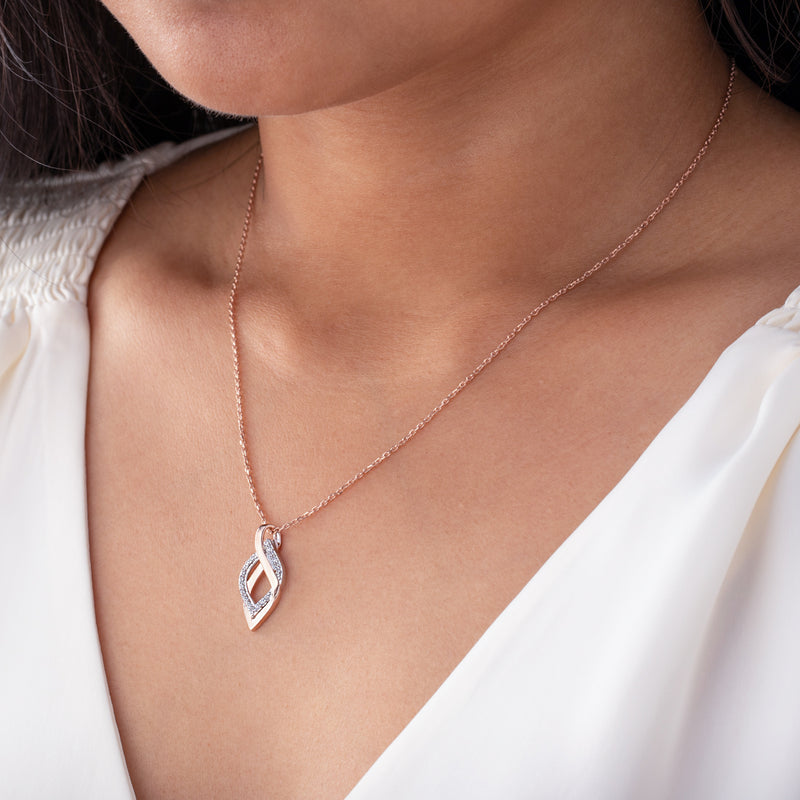 Rose-Tone Sterling Silver Infinity Teardrop Pendant with 17" Chain + 3" extender on a model