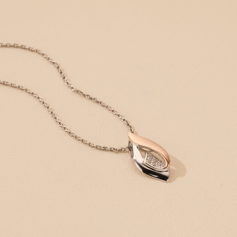 Rose-Tone Sterling Silver Floating Ellipse Pendant with 17" Chain + 3" extender alternate view, side view