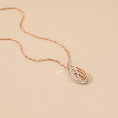 Rose-Tone Sterling Silver Lattice Raindrop Pendant with 17" Chain + 3" extender alternate view, side view