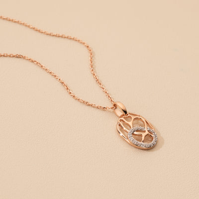 Rose-Tone Sterling Silver Organic Lattice Raindrop Pendant with 17" Chain + 3" extender alternate view, side view
