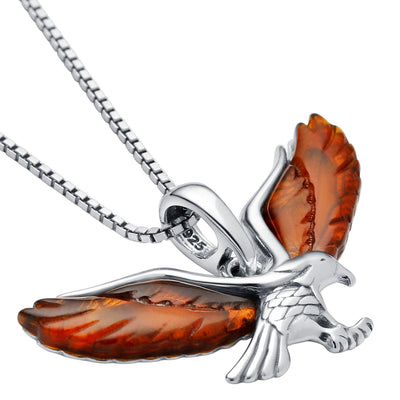 Genuine Baltic Amber Flying Eagle Pendant Necklace in Sterling Silver SP12444 - Alternate