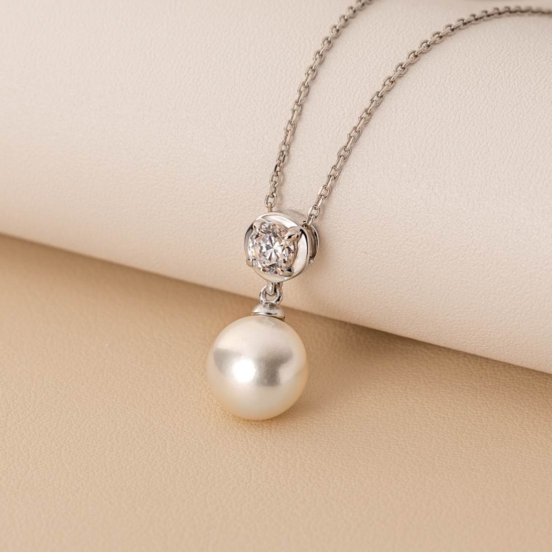 Simple Freshwater Cultured Pearl Birthstone Necklace in Sterling Silver - April Cubic Zirconia Creative