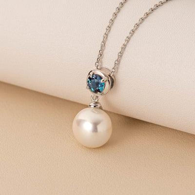 Simple Freshwater Cultured Pearl Birthstone Necklace in Sterling Silver - June Alexandrite Creative