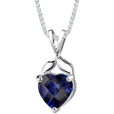 Heart Shape Blue Sapphire Pendant Necklace Sterling Silver 3.50 Carats