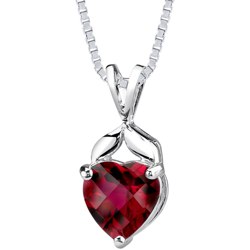 Heart Shape Ruby Pendant Necklace Sterling Silver 3.50 Carats