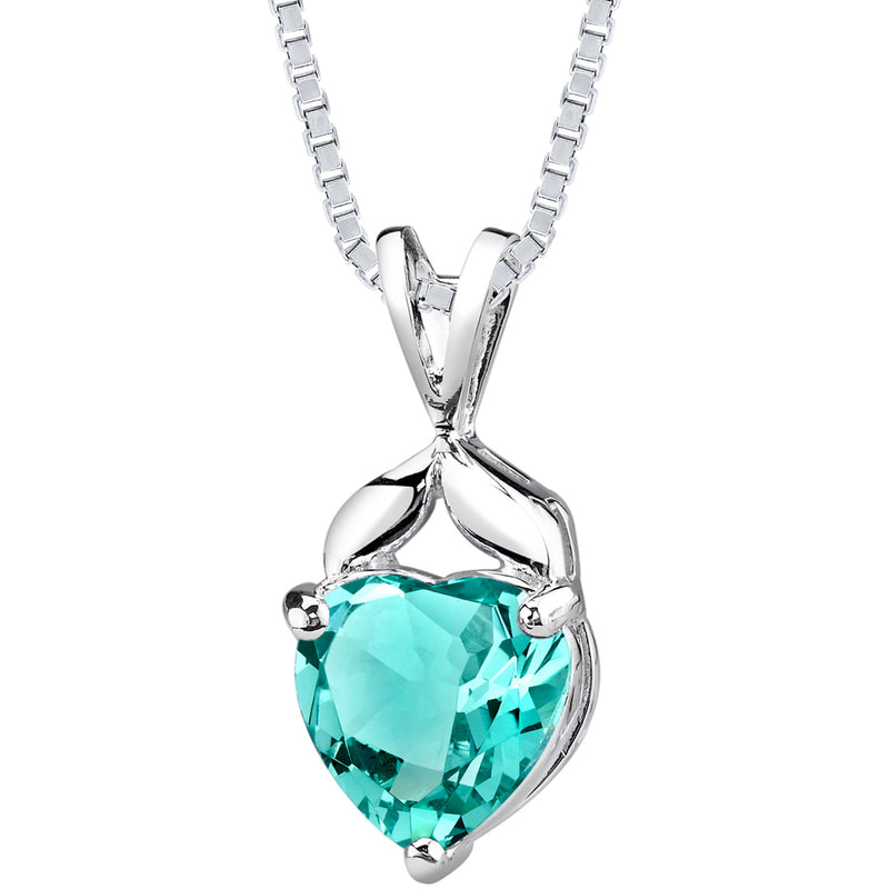 Heart Shape Paraiba Tourmaline Pendant Necklace Sterling Silver 2.25 Carats