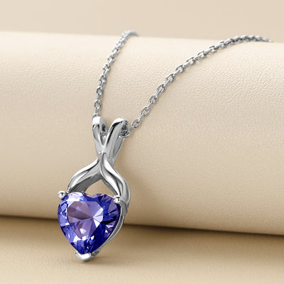 Heart Shape Tanzanite Pendant Necklace Sterling Silver 2.25 Carats