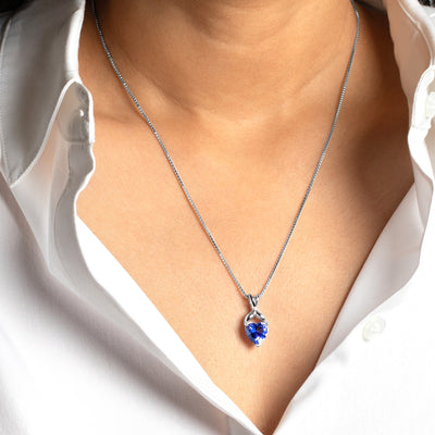 Heart Shape Tanzanite Pendant Necklace Sterling Silver 2.25 Carats