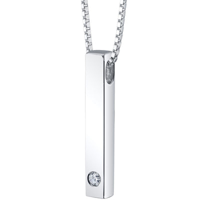 Lab Grown Diamond Vertical Bar Pendant Necklace in Sterling Silver