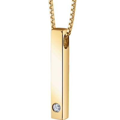 Lab Grown Diamond Vertical Bar Pendant Necklace in Yellow-tone Sterling Silver