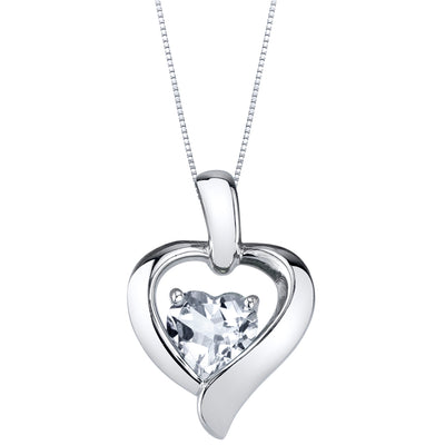 Moissanite Heart in Heart Pendant Necklace Sterling Silver