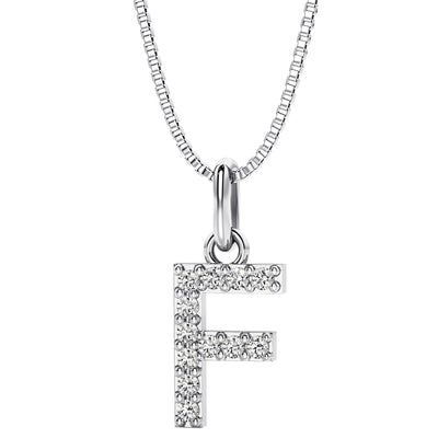Peora letter F lab grown diamonds alphabel initial charm pendant necklace sterling silver