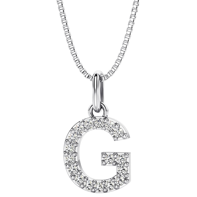 Peora letter G lab grown diamonds alphabel initial charm pendant necklace sterling silver