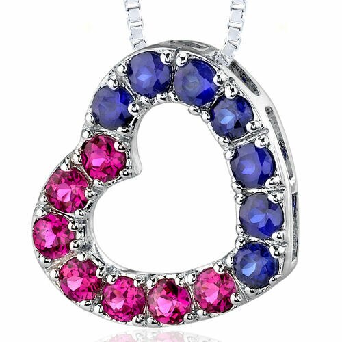 Ruby Pendant Necklace Sterling Silver Round Shape 2 Carats