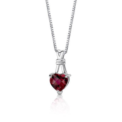 Ruby Pendant Necklace Sterling Silver Heart Shape 3 Carats