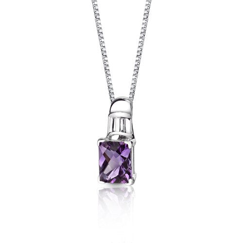Amethyst Pendant Necklace Sterling Silver Radiant 2.75 Carats