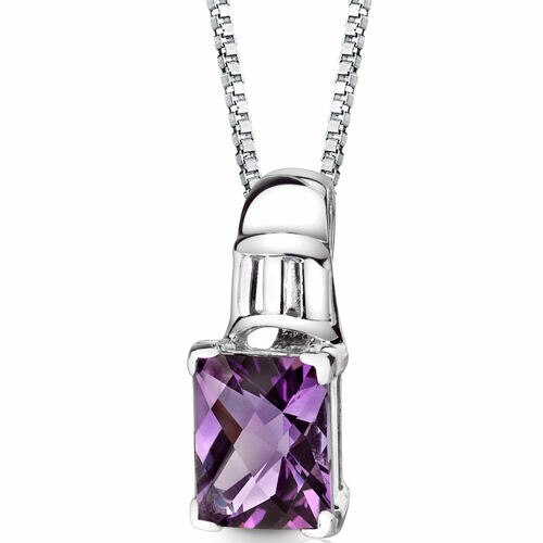 Amethyst Pendant Necklace Sterling Silver Radiant 2.75 Carats
