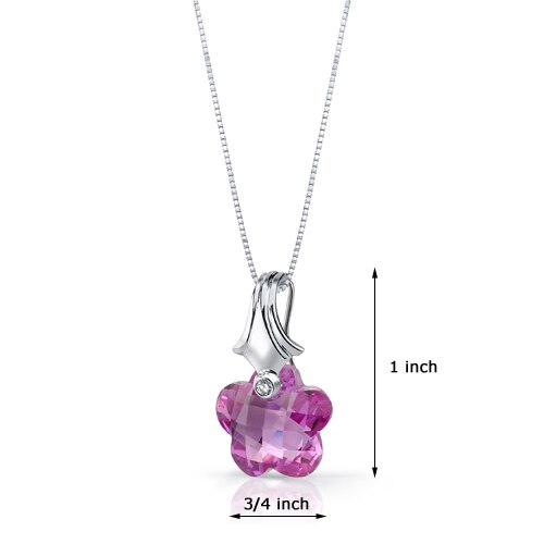 Pink Sapphire Pendant Sterling Silver Flower Cut 16 Carats